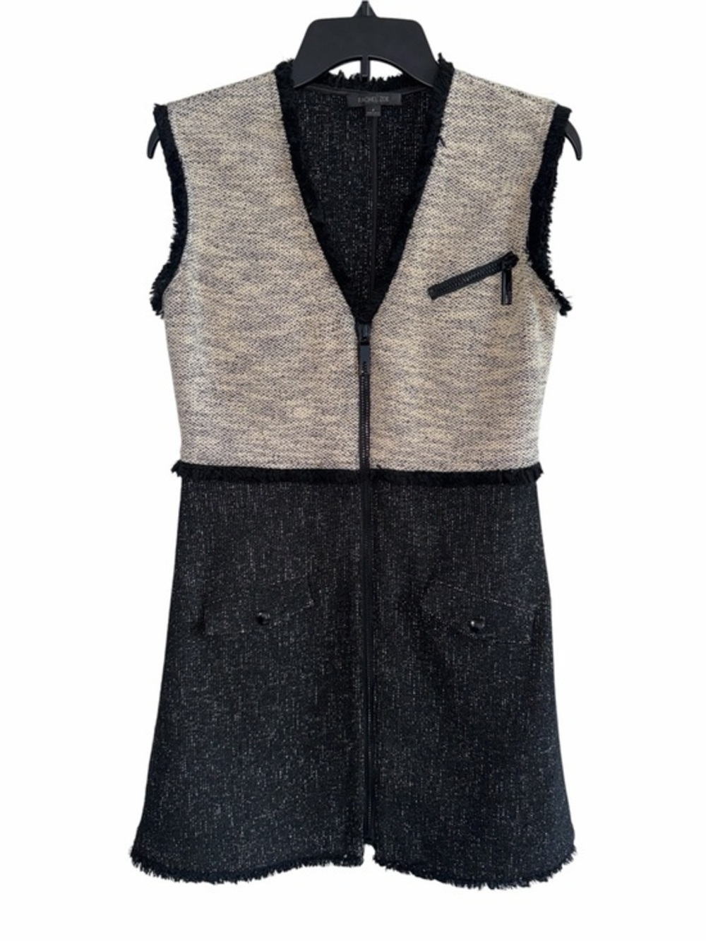 Rachel Zoe Tweed Two-Tone Zip Front Mini Dress size 4